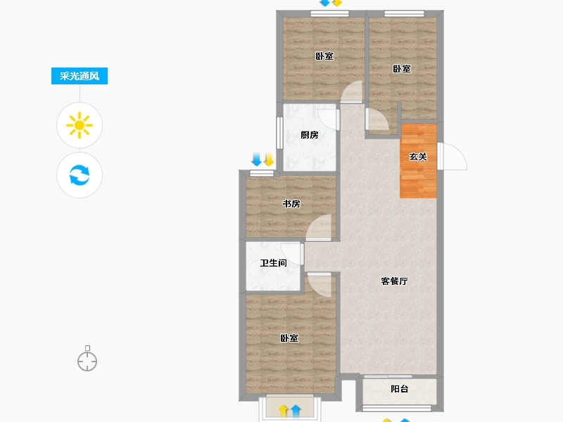 山西省-太原市-纳丹堡-86.41-户型库-采光通风