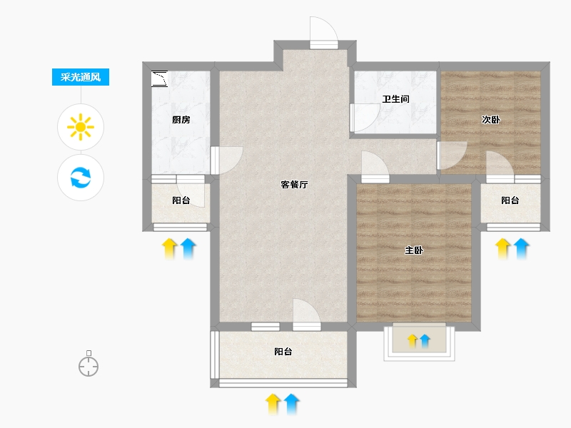 河北省-廊坊市-中远佳成时代-69.10-户型库-采光通风