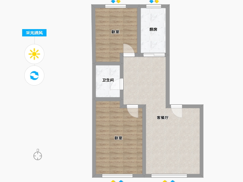 内蒙古自治区-赤峰市-翡翠明珠-64.31-户型库-采光通风