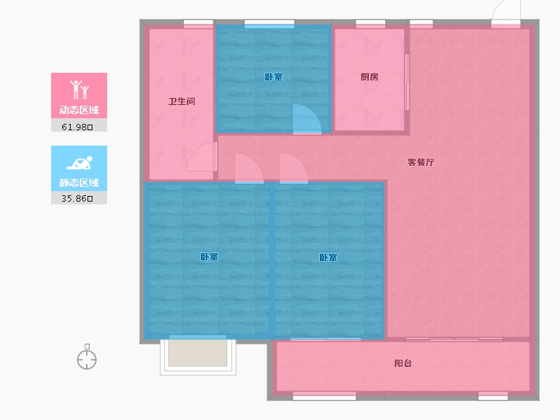 内蒙古自治区-包头市-叠峰翠谷-90.05-户型库-动静分区