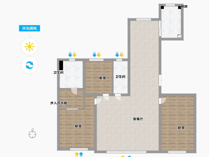 内蒙古自治区-呼和浩特市-中实·玺樾府-123.99-户型库-采光通风