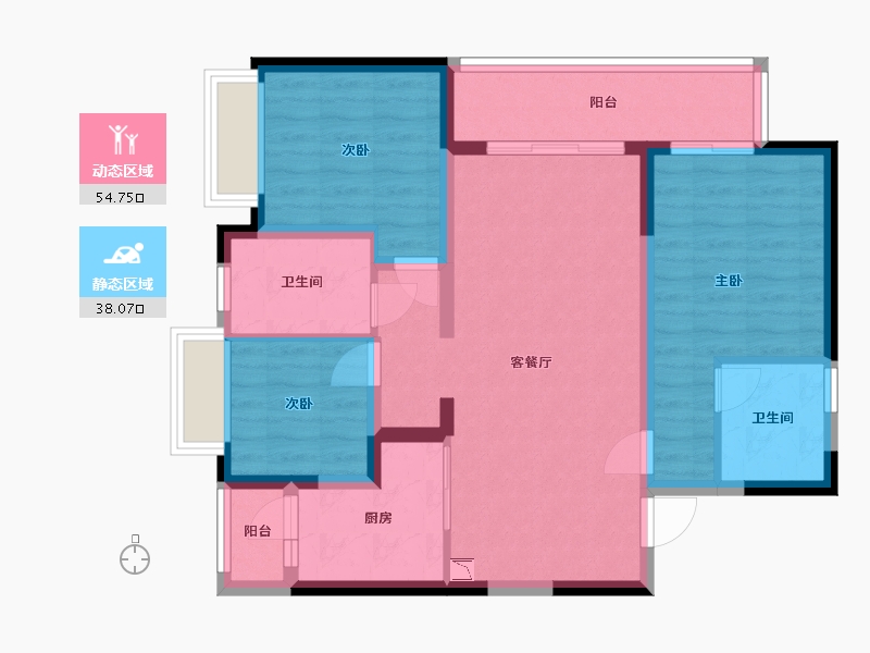 云南省-玉溪市-金科·桃李郡-82.16-户型库-动静分区