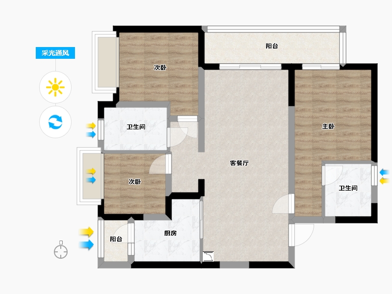 云南省-玉溪市-金科·桃李郡-82.16-户型库-采光通风