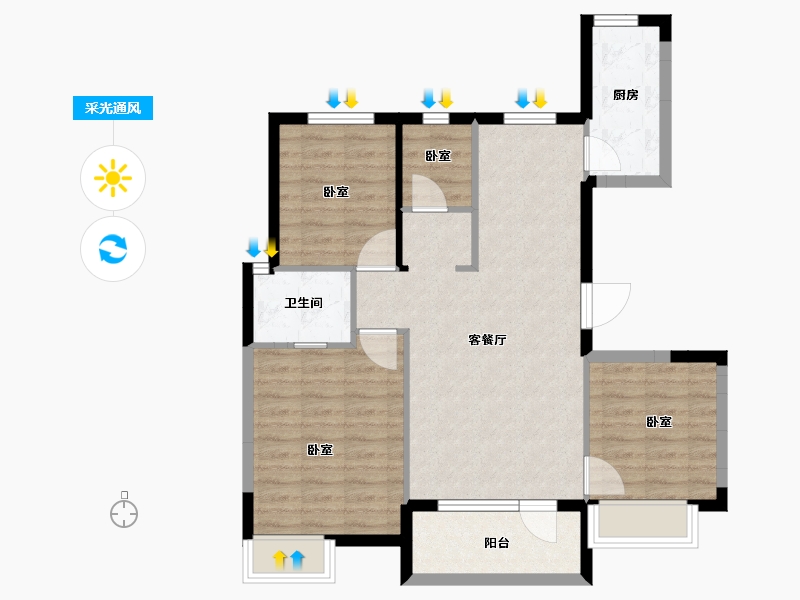 山西省-太原市-招商公园1872-80.77-户型库-采光通风