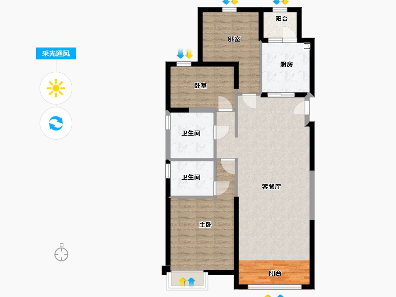 内蒙古自治区-包头市-包头恒大麓山庄园-95.50-户型库-采光通风