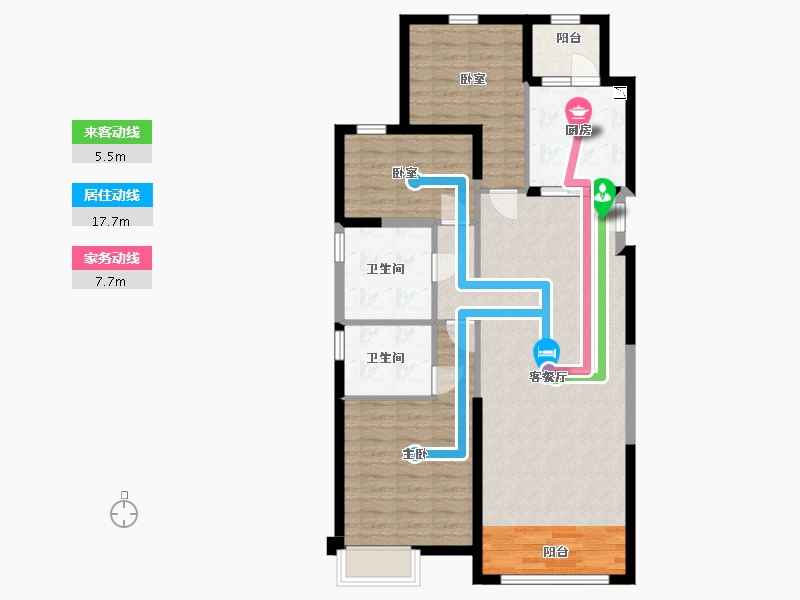 内蒙古自治区-包头市-包头恒大麓山庄园-95.50-户型库-动静线