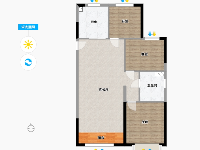 内蒙古自治区-呼和浩特市-呼和浩特恒大悦府-86.00-户型库-采光通风