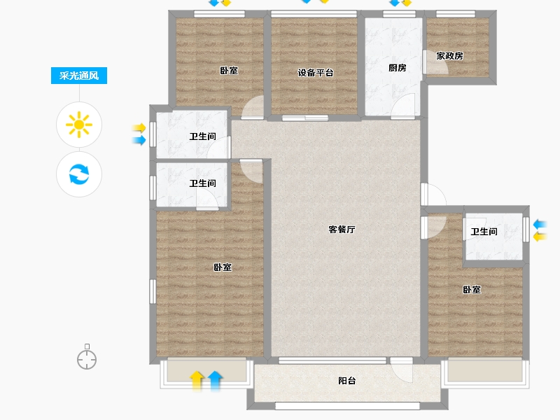 河北省-邢台市-邢台壹号院-131.09-户型库-采光通风