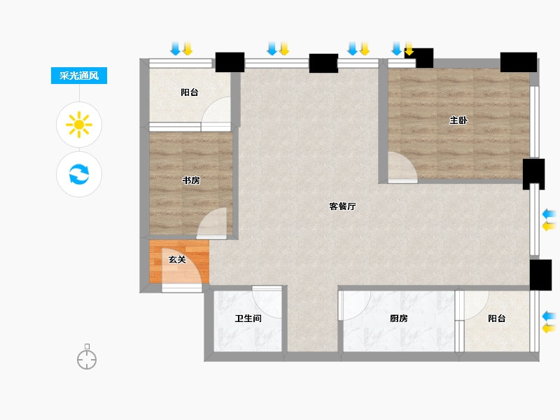 云南省-昆明市-东盟未来港-68.79-户型库-采光通风