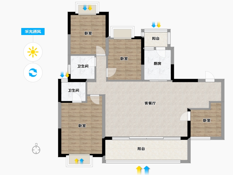 四川省-成都市-明信凤栖台-113.35-户型库-采光通风