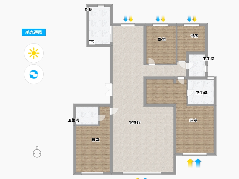 内蒙古自治区-呼和浩特市-中实·玺樾府-142.99-户型库-采光通风