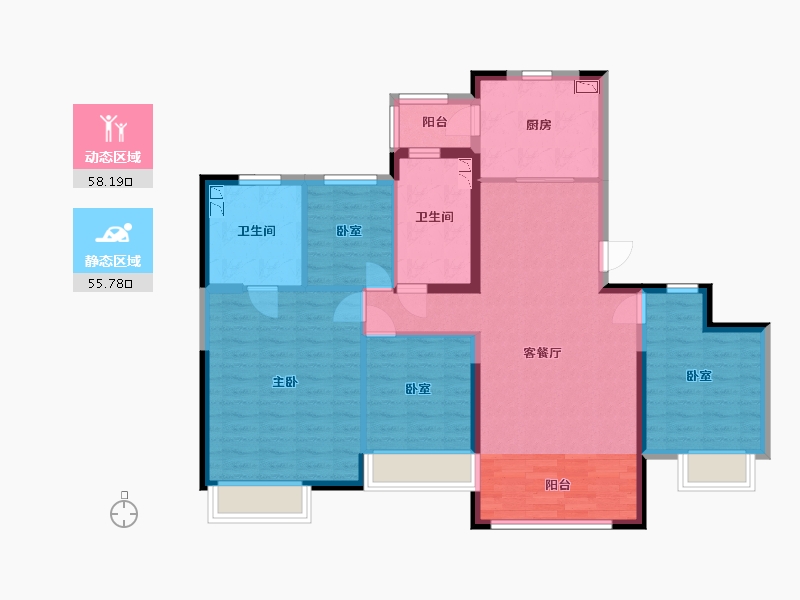 内蒙古自治区-呼和浩特市-呼和浩特恒大悦府-101.79-户型库-动静分区