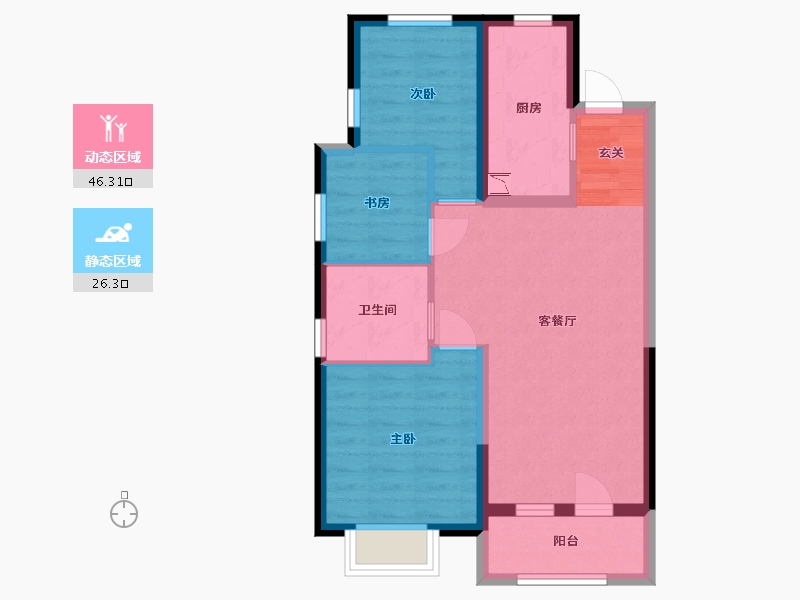 河北省-廊坊市-温泉新都孔雀城-64.15-户型库-动静分区