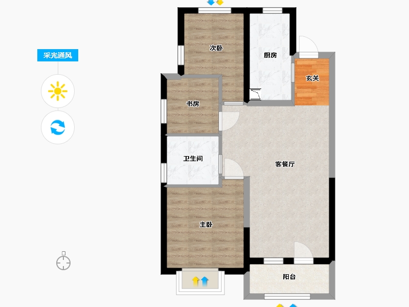 河北省-廊坊市-温泉新都孔雀城-64.15-户型库-采光通风