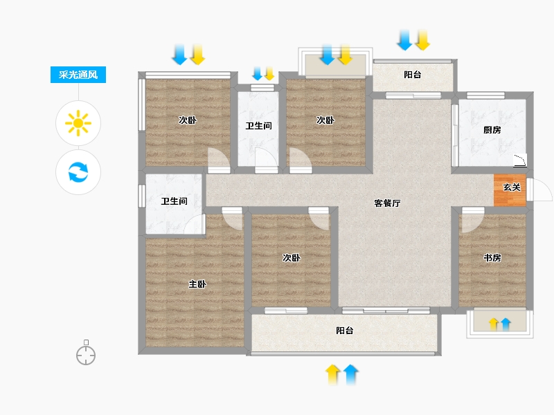 广西壮族自治区-柳州市-彰泰江与城-110.86-户型库-采光通风