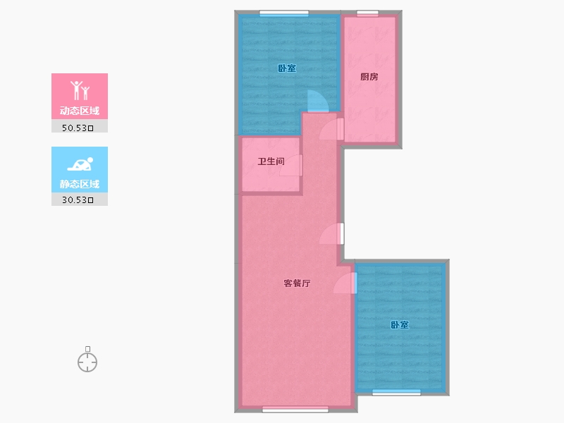 内蒙古自治区-包头市-星河水郡-72.98-户型库-动静分区