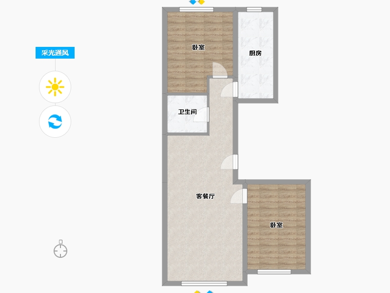 内蒙古自治区-包头市-星河水郡-72.98-户型库-采光通风