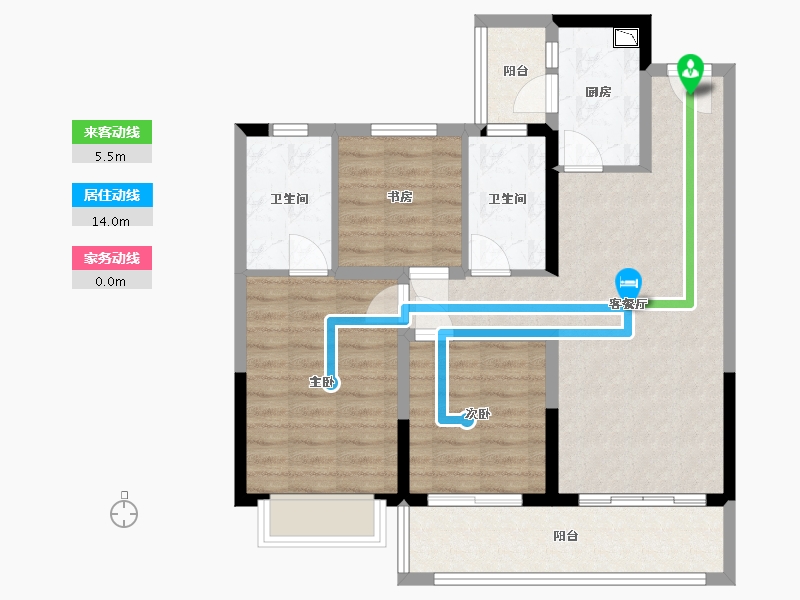 云南省-玉溪市-金科·桃李郡-83.38-户型库-动静线