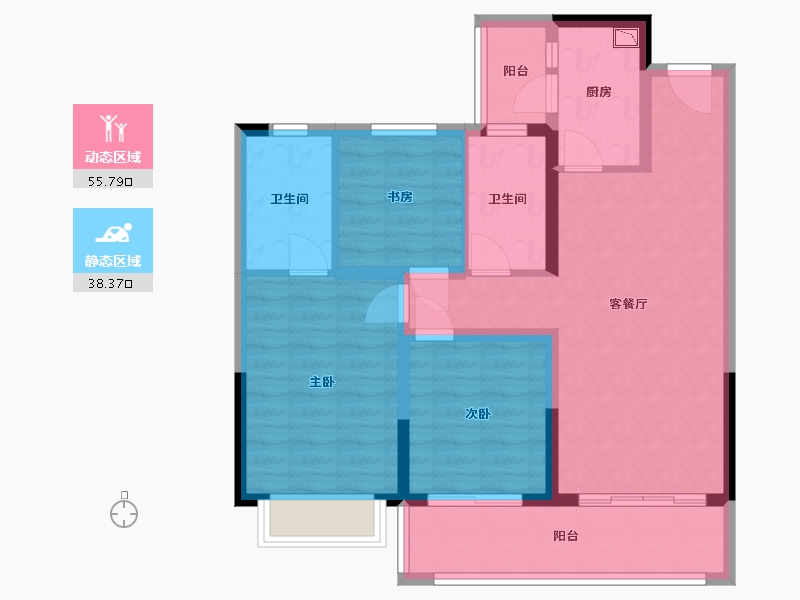 云南省-玉溪市-金科·桃李郡-83.38-户型库-动静分区