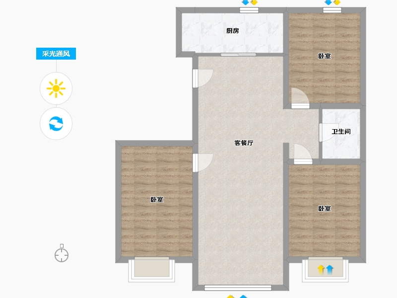 内蒙古自治区-包头市-紫贵华府-89.65-户型库-采光通风