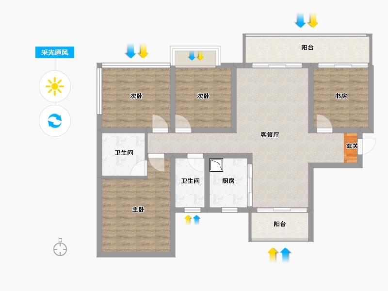 广西壮族自治区-柳州市-彰泰江与城-97.00-户型库-采光通风