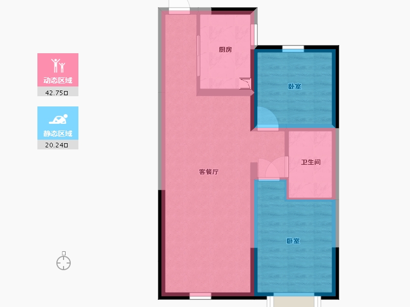 内蒙古自治区-包头市-富力·院士廷-55.64-户型库-动静分区