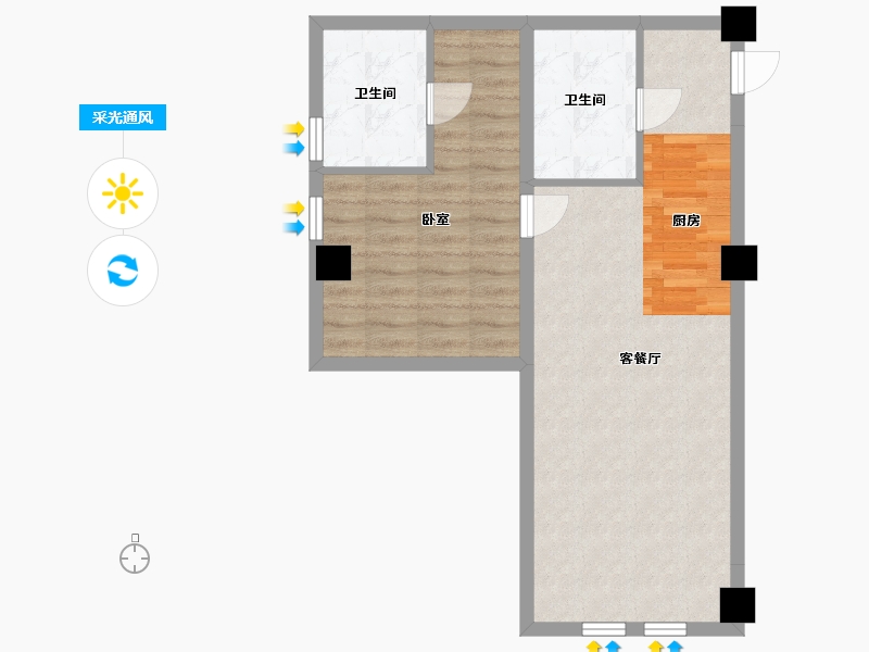 内蒙古自治区-呼和浩特市-巨华·融城百汇-61.09-户型库-采光通风