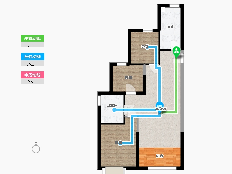 内蒙古自治区-赤峰市-赤峰恒大珺睿府-65.74-户型库-动静线