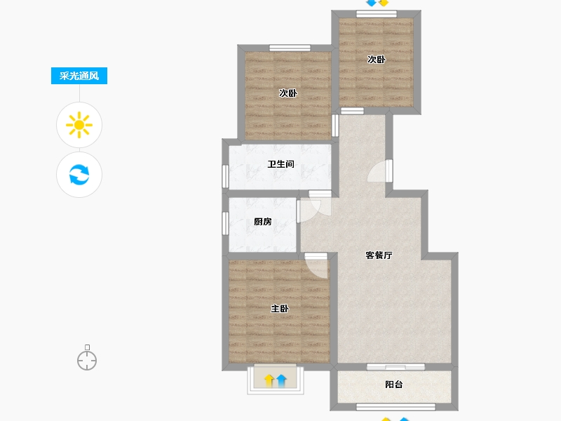 河北省-廊坊市-万澎公馆-76.22-户型库-采光通风