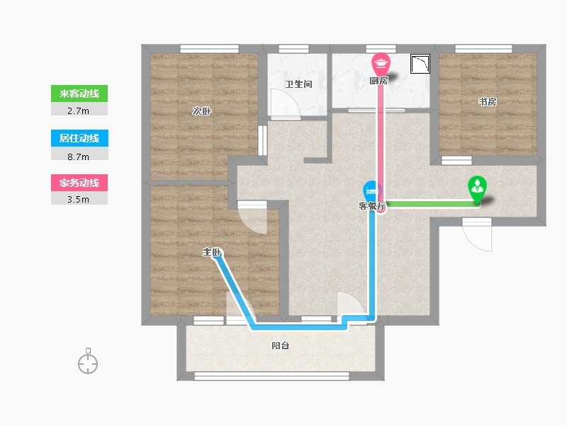 河北省-廊坊市-荣盛花语城紫竹苑-71.50-户型库-动静线