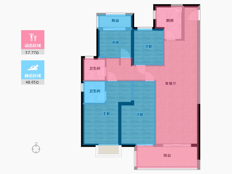 福建省-莆田市-滨溪正荣府-95.00-户型库-动静分区