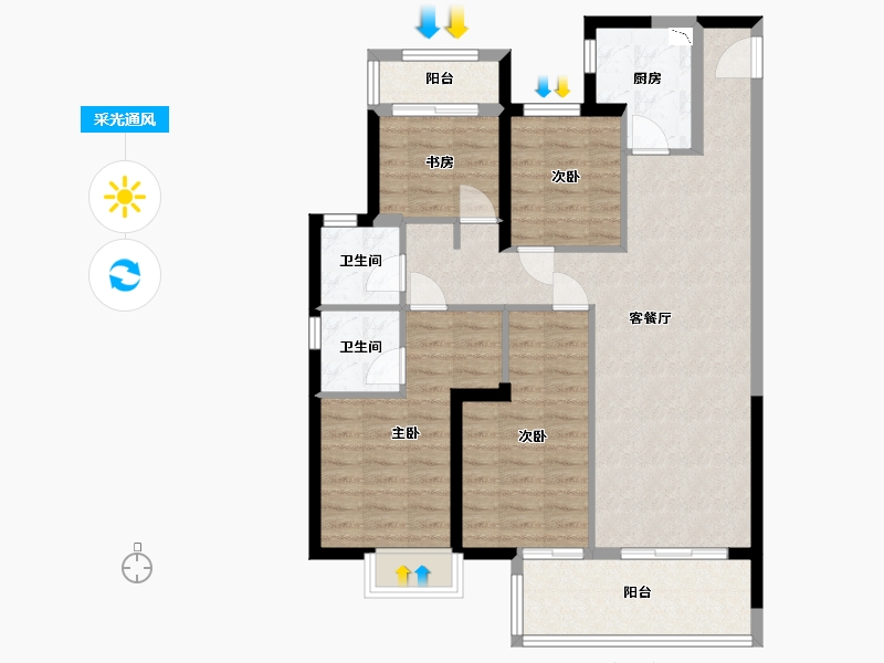 福建省-莆田市-滨溪正荣府-95.00-户型库-采光通风