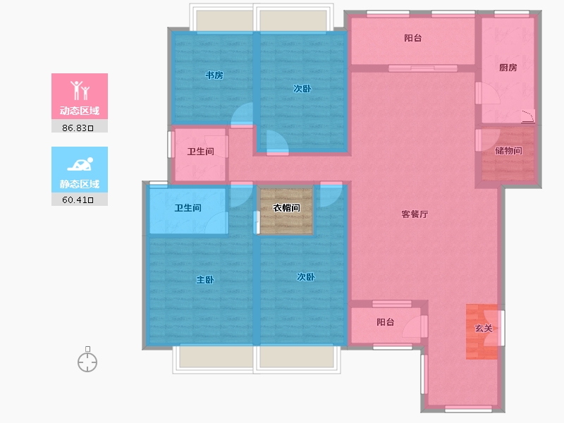 云南省-昆明市-第三城紫香园-134.16-户型库-动静分区