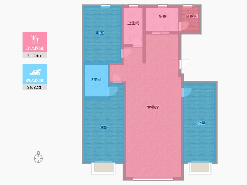 内蒙古自治区-包头市-紫贵华府-114.93-户型库-动静分区