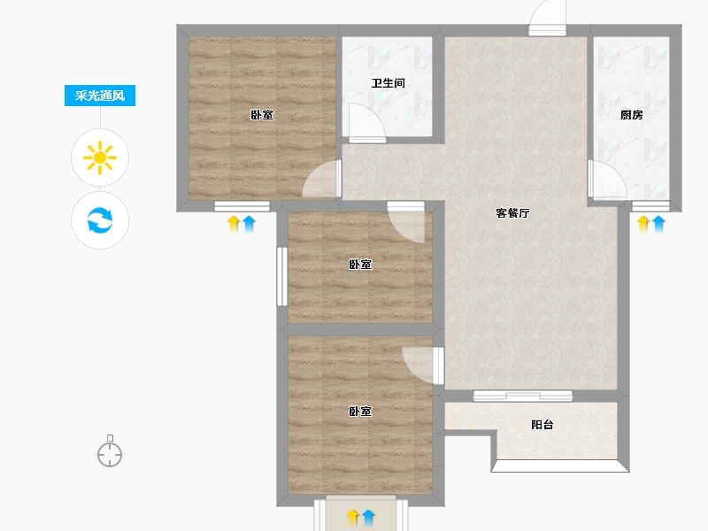 河北省-邢台市-香悦四季-70.82-户型库-采光通风