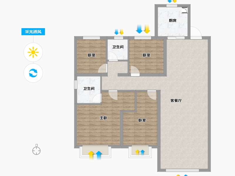 河北省-邯郸市-碧桂园・天汇湾-114.00-户型库-采光通风