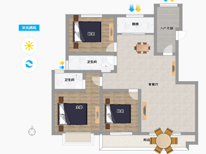 河北省-邯郸市-龙聚金源-105.00-户型库-采光通风