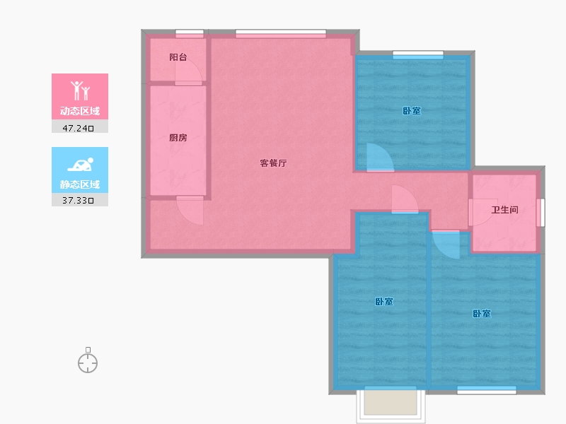 内蒙古自治区-包头市-海德·星河城-76.47-户型库-动静分区