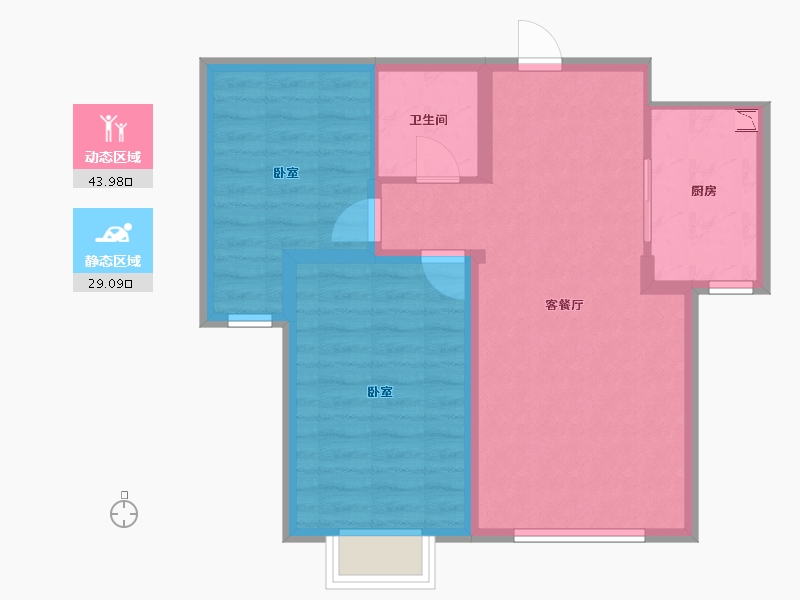 内蒙古自治区-包头市-壹品府-65.39-户型库-动静分区