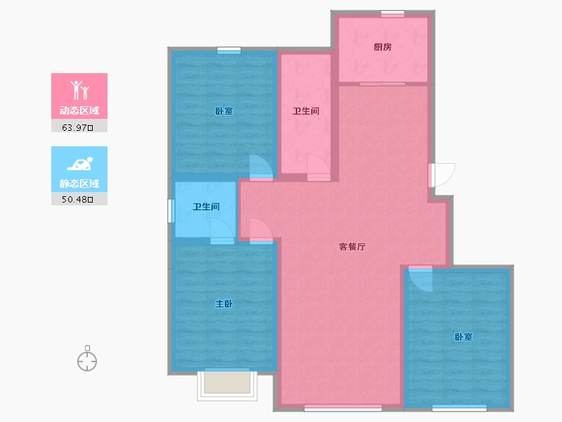 内蒙古自治区-包头市-紫贵华府-103.05-户型库-动静分区