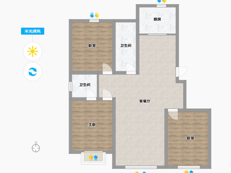 内蒙古自治区-包头市-紫贵华府-103.05-户型库-采光通风