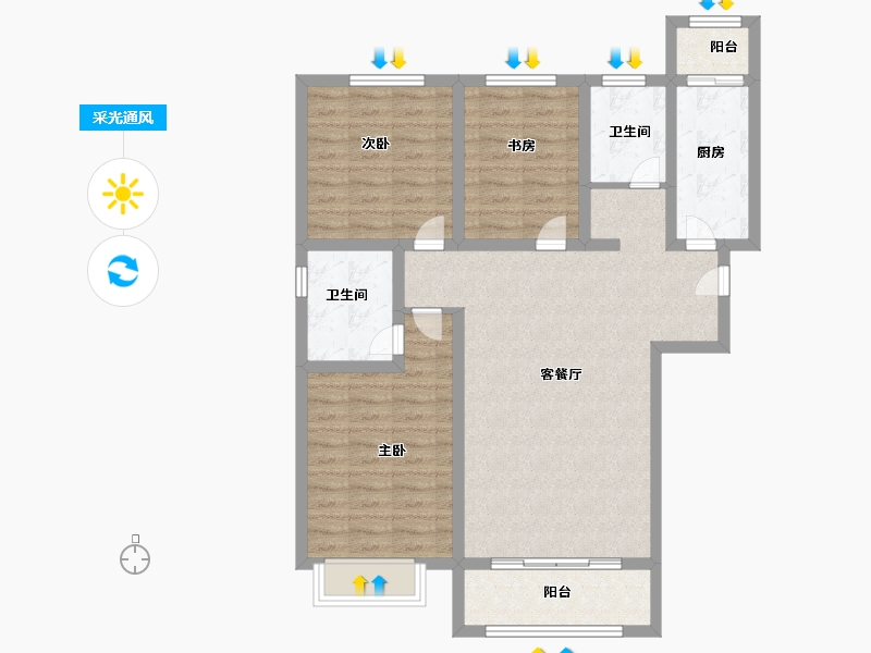 山西省-临汾市-东盛华庭-94.06-户型库-采光通风