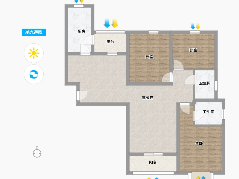 山西省-太原市-建投 · 祥澐府-100.04-户型库-采光通风