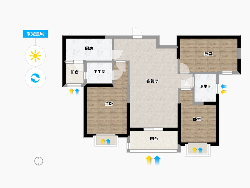 山西省-太原市-建投 · 祥澐府-86.24-户型库-采光通风