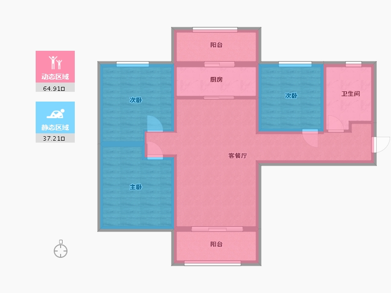 河北省-廊坊市-荣盛·阿尔卡迪亚·高铁新干线帝品御居-90.50-户型库-动静分区