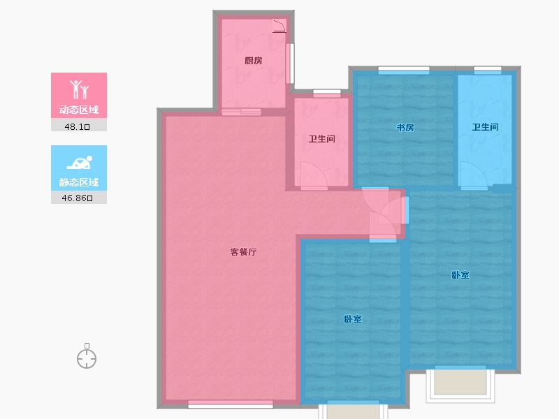 内蒙古自治区-包头市-壹品府-84.62-户型库-动静分区