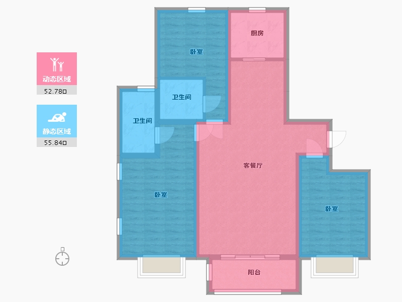 内蒙古自治区-包头市-滨河风景-96.97-户型库-动静分区