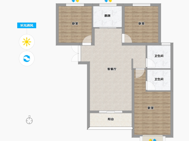 河北省-邢台市-永康万国城-92.00-户型库-采光通风