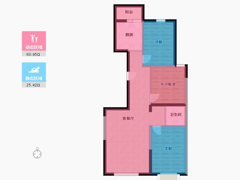 内蒙古自治区-包头市-阳光上城·玫瑰谷-77.13-户型库-动静分区