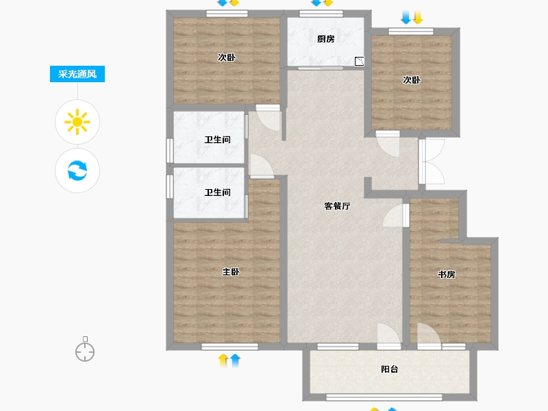 河北省-廊坊市-荣盛花语城紫竹苑-112.40-户型库-采光通风